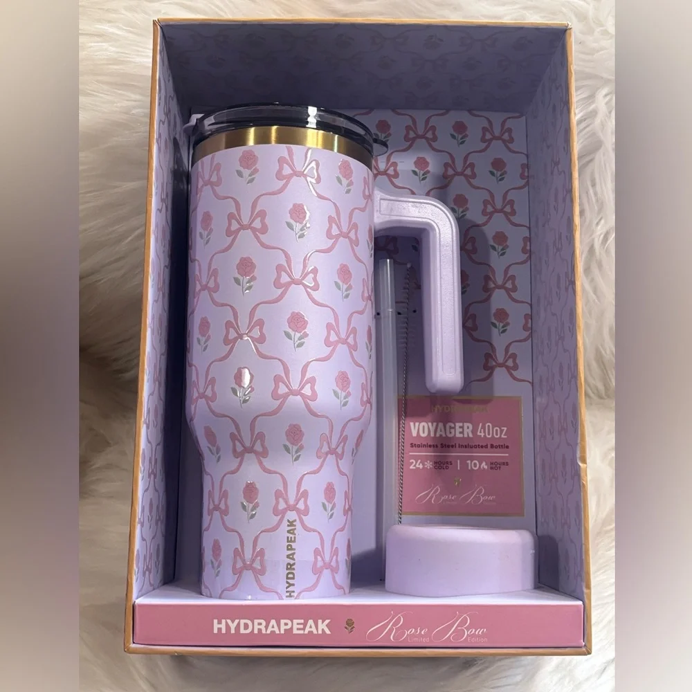 40 OZ Rose & Bow HydraPeak Voyager Limited Edition Tumbler Set NWT